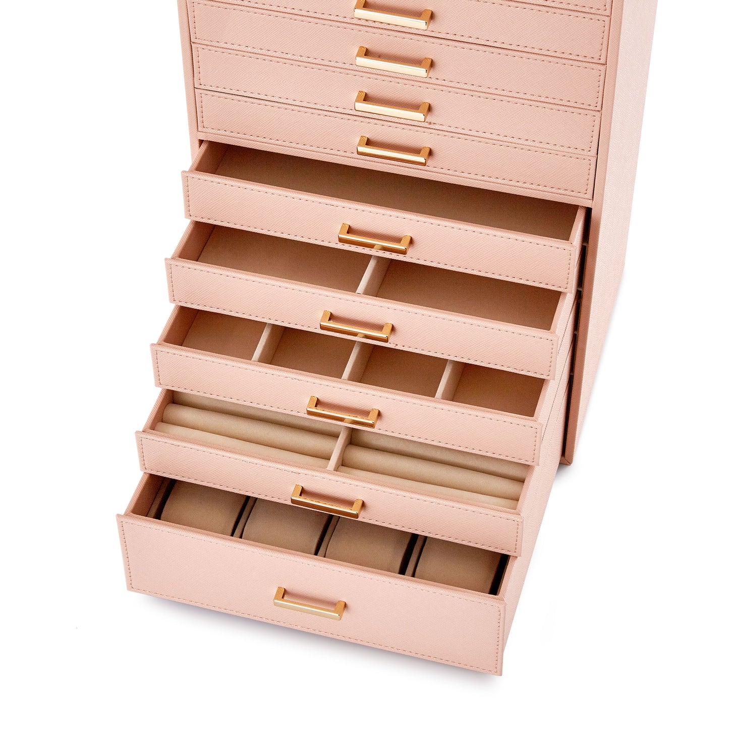 Jewelry Box, Pink/Black/White Color, Large Storage Space, Multi Movable Wide Drawers