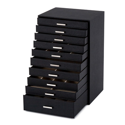 Jewelry Box, Pink/Black/White Color, Large Storage Space, Multi Movable Wide Drawers