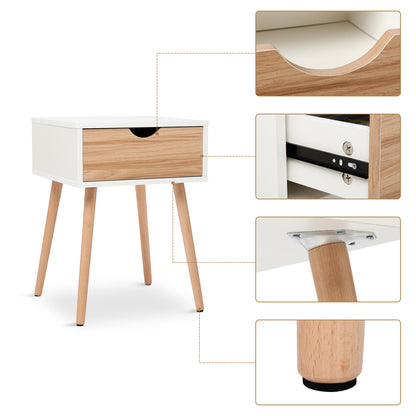 Modern Storage Cabinet, White and Oak Color Matching, Single Drawer