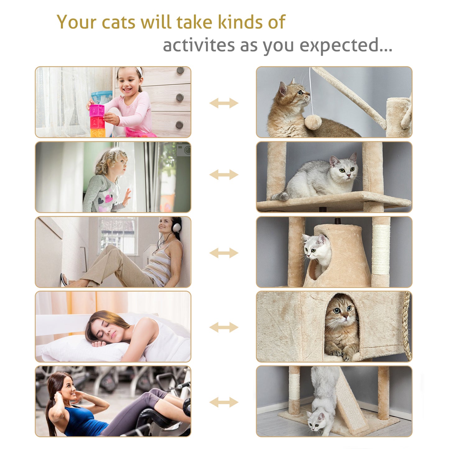 Cat Scratching Tree,Large Size, Seven Levels of Different Heights