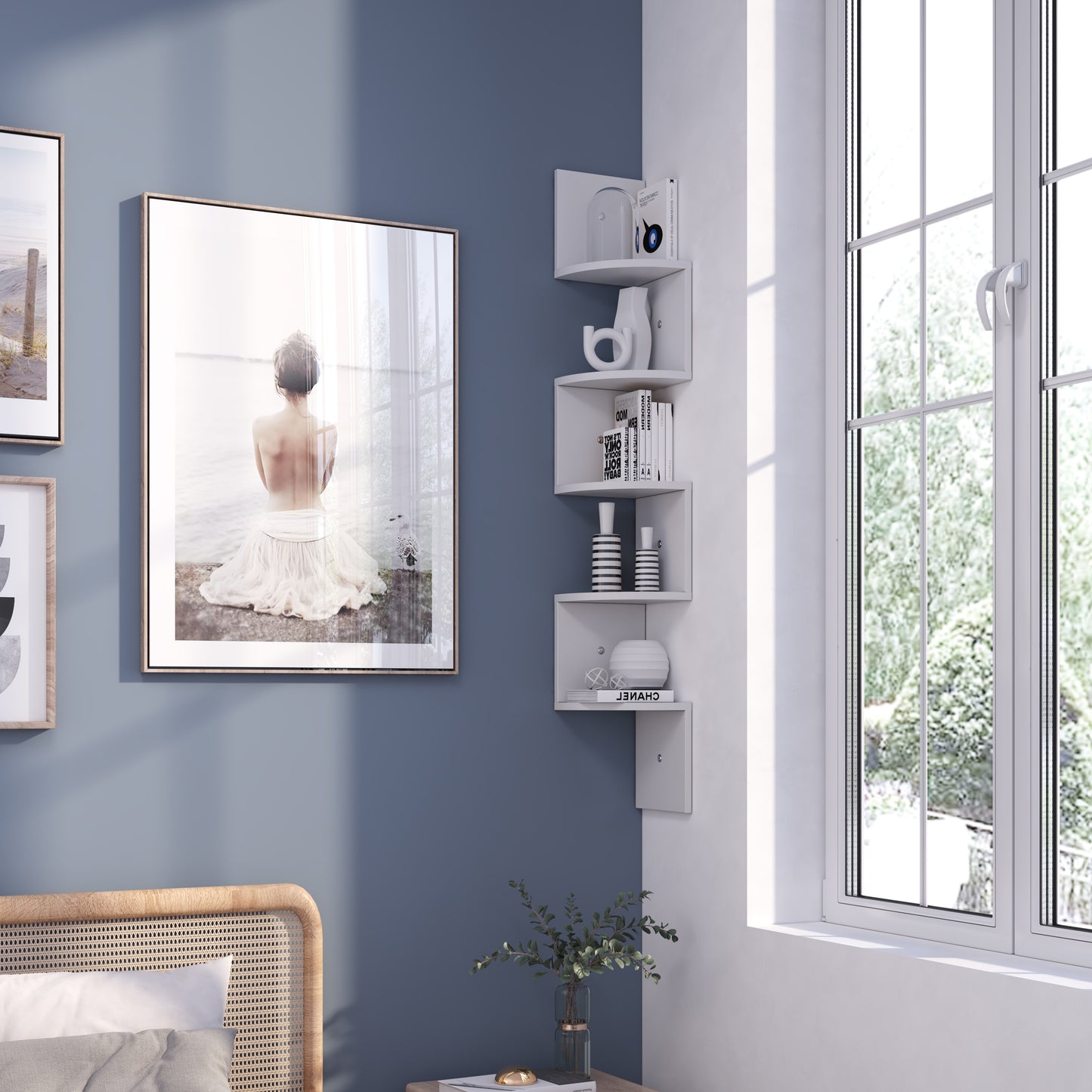 Rounded Wall Shelf, Grey and Oak, Easy to Assmeble