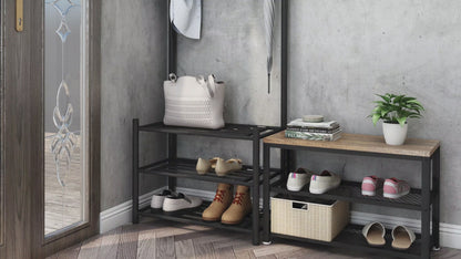 Hall Tree with Storage Bench, Thickened Steel Tube Assembled