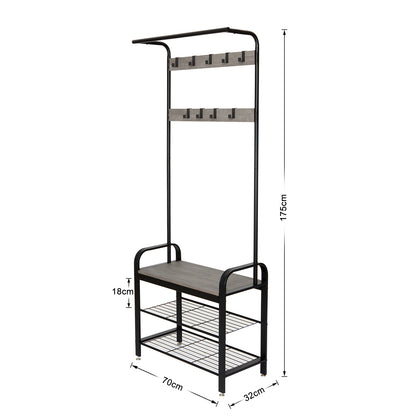 Coat Rack, with Shoe Storage Bench and Anti-tip Straps
