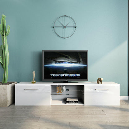 LED TV Cabinet, Black/White Color, Large Storage Space