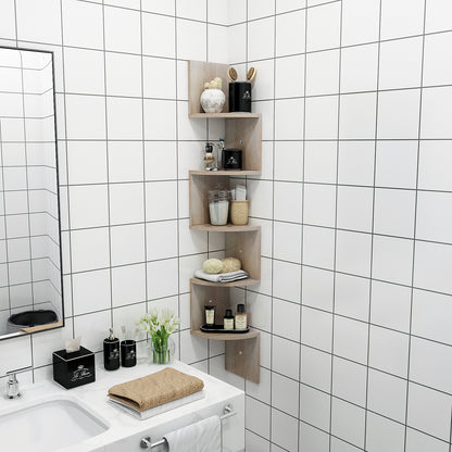 Rounded Wall Shelf, Grey and Oak, Easy to Assmeble